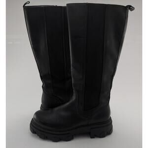 Womens Steve Madden Esma Black Leather Outdoor Side Zip Boots ESMA01S1 Size 10